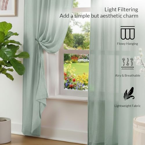Image of HOMEMONDE Sheer Curtains for Living Room, Bed Room - Transparent Curtain Home Decor