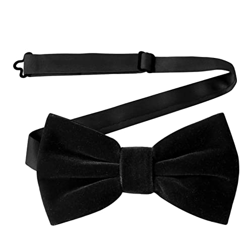 PACGOTH Velvet Bow Ties for Men Pre-Tie Men’s Bow Ties Vintage Tuxedo Bowties For Wedding Party Gift for Him (Black) — view 3