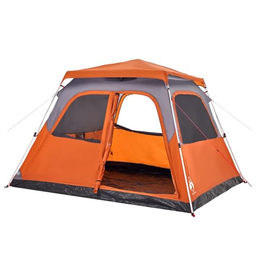 vidaXL Tenda a Cupola 6 Persone Grigio e Arancione a Rilascio Rapido