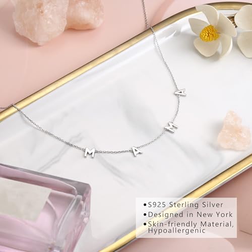 MILACOLATO Mother's Day Gifts 925 Sterling Silver Mama Necklace 14K White Gold Plated Mom Necklaces for Mom New Mum Grandma Women Wife3