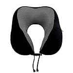Memory Foam Travel Pillow, Neck Pillow with 360-Degree Head Support, Comfortable Ideal for Sleeping on Airplane, Car, Train, Bus and Home Use, Comes with Storage Bag (Black) - Image 3