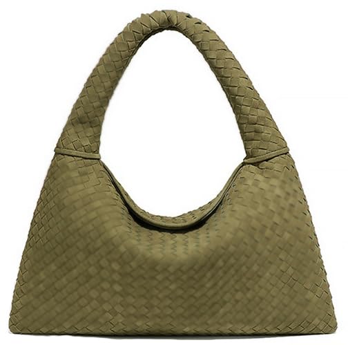 Image of Suede Woven Hobo Bags Purses for Women Woven Leather Bag Vintage Tote Bag Retro Handbag Satchel 2025