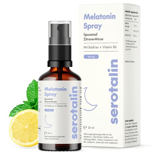 serotalin Melatonin Spray liposomal f&uuml;r 200 N&auml;chte | Alkoholfreies Einschlafspray mit Baldrian & Zitrone-Minze | Einschlafhilfe f&uuml;r Erwachsene | 30 ml