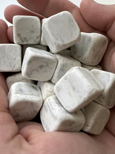 World PLANTIL Piedras Cuadradas Pequeñas Decorativas - Dados Decorativos Naturales Pulidas para Manualidades, Jardines y Decoración del Hogar, interior y exterior (BLANCO, 10 KG)