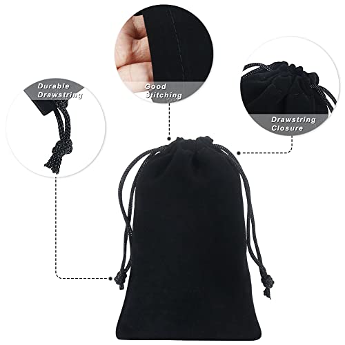 Shintop 20Pcs Velvet Bags With Drawstrings, 4X6Inch Gift Bags Black Velvet Jewelry Pouches For Dice Wedding Party Favor thumb #2