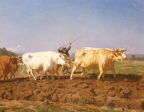 Toile Labours dans le Nivernais par Rosa Bonheur - Impression Murale Salon 60x90cm