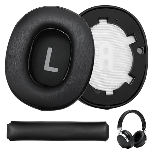 Coussinets Casque Mousse pour JBL Tune 700BT 710BT 720BT 750BTNC 760NC 770NC avec Coussin Faisceau Tête Coussinets de Rechange en Cuir Souple et Mousse Mémoire Forme Confortables Porter Noir