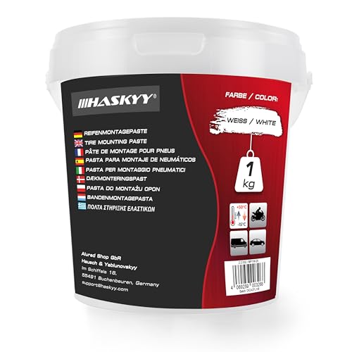 HASKYY Reifenmontagepaste 1kg Weiß Montagepaste Reifenmontage Eimer Reifenmontagewax - ideal für die Montage und Demontage von Reifen