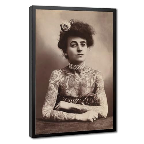 Femme tatouée 1907 impression toile Maud Stevens Wagner décoration murale rétro salon 50x75 cm