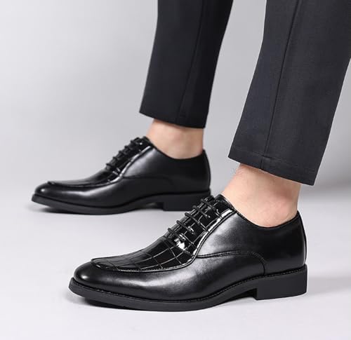 Men's Retro Leather Print Luxury Dress Oxfords Comfortable Low Block Heel Lace Up Formal Business Oxford Shoes Fashion Modern Casual Leather Shoes for Office Party Wedding3