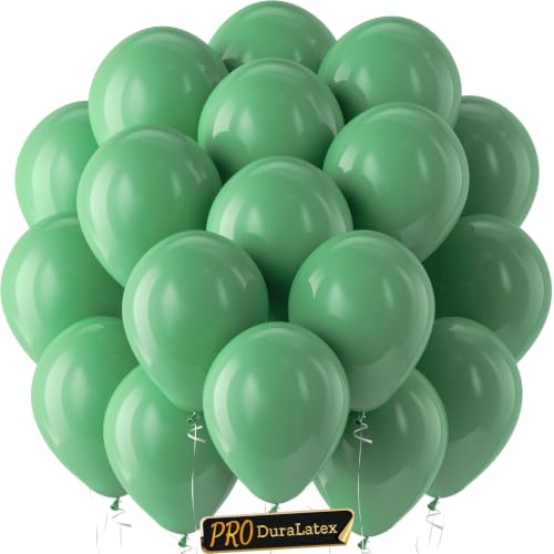 Image of Pro Duralatex Sage Green Extra-Thick Balloons 120 Pack 10 inch | Olive Green Balloons for Birthday Jungle Theme Safari Bridal Shower Wedding Party Decorations