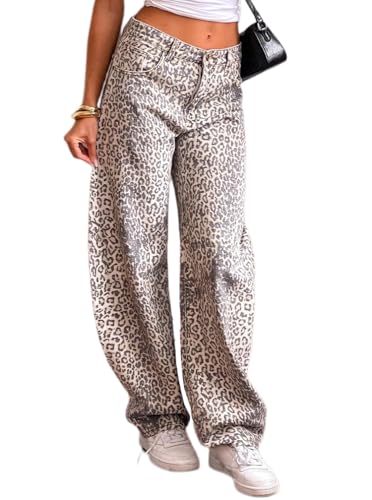 Justalwart Leopard Pants Women Cheetah Print Pants (US 8-10)