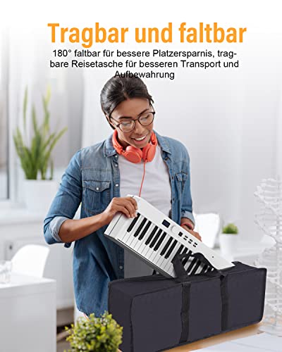 OYAYO Piano pliable avec 88 touches avec écran LCD et boutons semi-lestés – Prise en charge MIDI Bluetooth – Clavier piano numérique avec sac de piano pour enfants – Cadeau d’anniversaire (blanc) - Les Beatles, Paul McCartney, John Lennon, RIngo Starr, George Harrison OYAYO Piano pliable avec 88 touches avec écran LCD et boutons semi-lestés - Prise en charge MIDI Bluetooth - Clavier piano numérique avec sac de piano pour enfants - Cadeau d'anniversaire (blanc) – Image 7