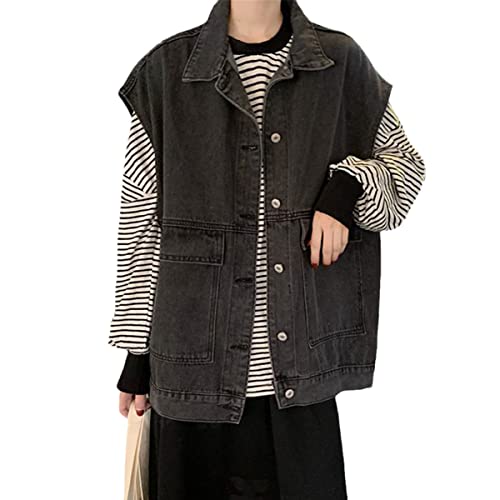 Gilet en jean noir pour femme coupe ample XXL résolvant le manque de confort