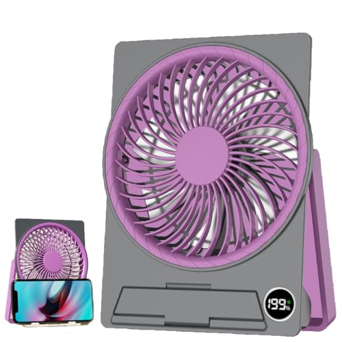 Mini ventilador de mesa ultrafino con batería y USB, ventilador de mano portátil silencioso, 6 niveles de viento, ventilador de escritorio para oficina con soporte para teléfono móvil, montaje en Mini ventilador de mesa ultrafino con batería y USB, ventilador de mano portátil silencioso, 6 niveles de viento, ventilador de escritorio para oficina con soporte para teléfono móvil, montaje en