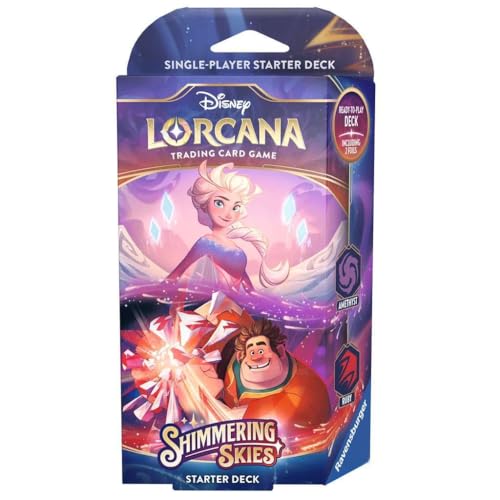 Ravensburger Disney Lorcana TCG: Shimmering Skies - Amethyst & Ruby Single-Player Starter Deck | Engaging Gameplay | Over 200 Original Disney Artworks | Ideal for Ages 8+