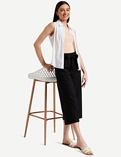 Image of Amazon Brand - Symbol Women Culottes (High Rise | Calf Length | with Self Fabric Belt) (Available in Plus Sizes)
