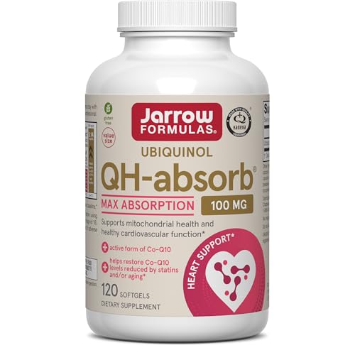 Jarrow Formulas QH-Absorb Ubiquinol 100mg - 120 Softgels - High Absorption & Active Antioxidant Form...