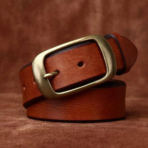 Full Grain Distressed Leather Belts for Everyday Casual Jeans, 1.5" Handmade Waist Strap with Solid Brass Buckle3