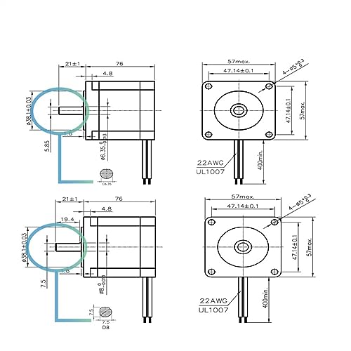 Moteur pas à pas Nema23 57x76mm pour axe de machine CNC 3A - 3