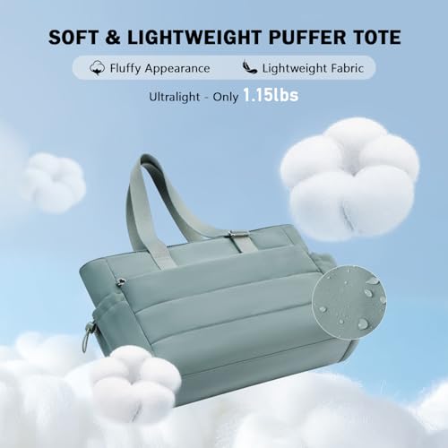 Image of Roulens Tote Bag for Women 2 Set Puffer Tote Bag with Adjustable Top-handle, Quilted Shoulder Handbag for Work /Travel