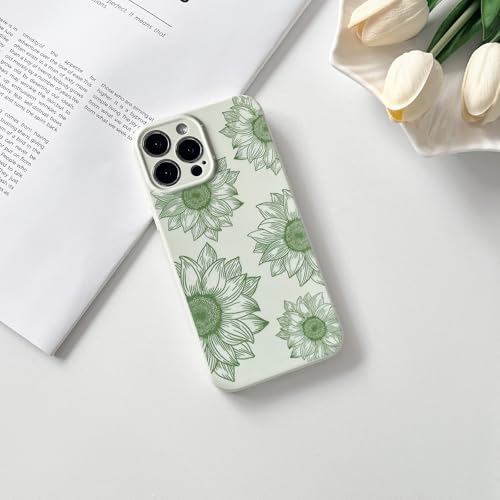 Coque iPhone 13 Pro Max antichoc vert olive silicone souple motif floral