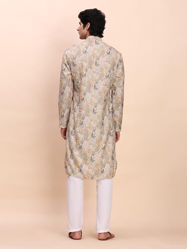 Image of Pro-Ethic Style Developer Men's Cotton Printed Kurta Pajama Set Traditional Outfit | Mandarin Collar (E-129)