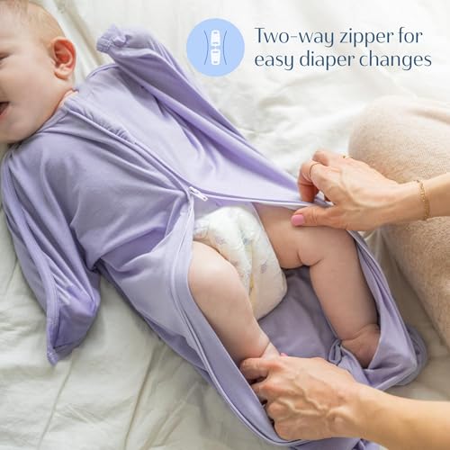 Image of SleepingBaby Bamboo Zipadee-Zip Transition Swaddle - EverSoft Starfish Design Breathable Wearable Blanket with Two-Way Zipper, X-Small (3-6 months), Lilac