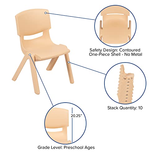 Image of EMMA + OLIVER Natural Plastic Stackable School Chair, 10.5 inch Seat, 4-Pack