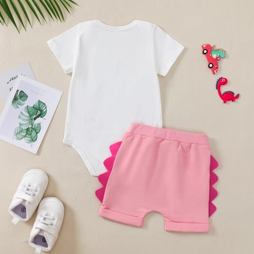 Toddler Baby Boy Girl Birthday Outfit Dinosaur Short Sleeve Romper/Shirt Shorts Set 1st-3rd Birthday Outfit3