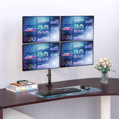 Image of Audiovan Monitor Desk Mount, 4 Monitor Stand Fits Heavy Duty Computer Screen up to 27 inch, Full Adjustable Monitor Arm Holds up to 22 lbs per Arm, Black