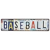ERLOOD 野球 ヴィンテージ メタルサイン ファームハウス ホームポスター ウォールアート パブ バー 装飾 16 x 4
