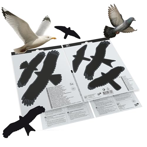 SWISSINNO Adhesivos anticolisión para pájaros – Set de 5 Pegatinas Protectoras para Ventanas – Uso Interior y Exterior – Prevención de Impactos de Aves