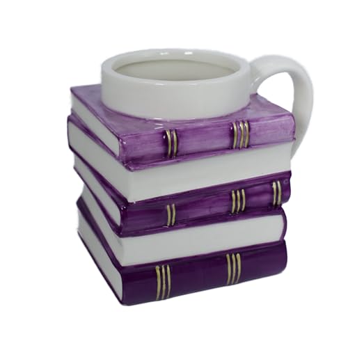 Book-Essentials Büchertasse im edlen Buchdesign liebevolles Geschenk für Bücherliebhaberinnen & Leseratten stilvolle Keramiktasse zum Lesen Träumen & Genießen Farbe Lila (Lila)