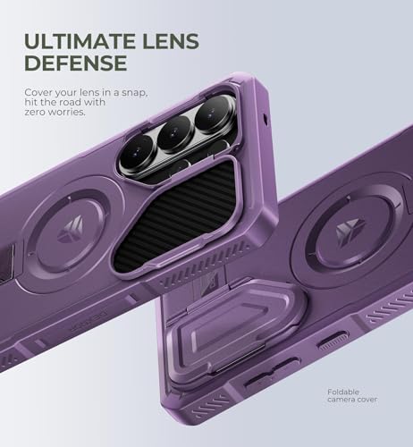 Image of Dexnor for Samsung Galaxy S26 Ultra Case with Camera Cover & Adjustable Kickstand & Screen Protector, Compatible with MagSafe, Rugged Shockproof Bumper Cases Magnetic Protective Cover(2026),Purple