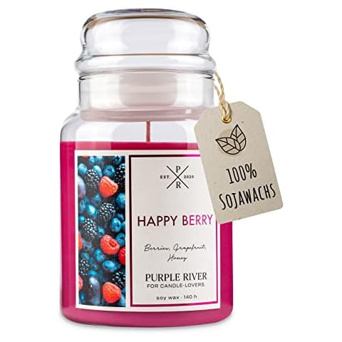 Purple River Große Duftkerze im Glas mit Deckel | Happy Berry | Duftkerze Fruchtig Cover