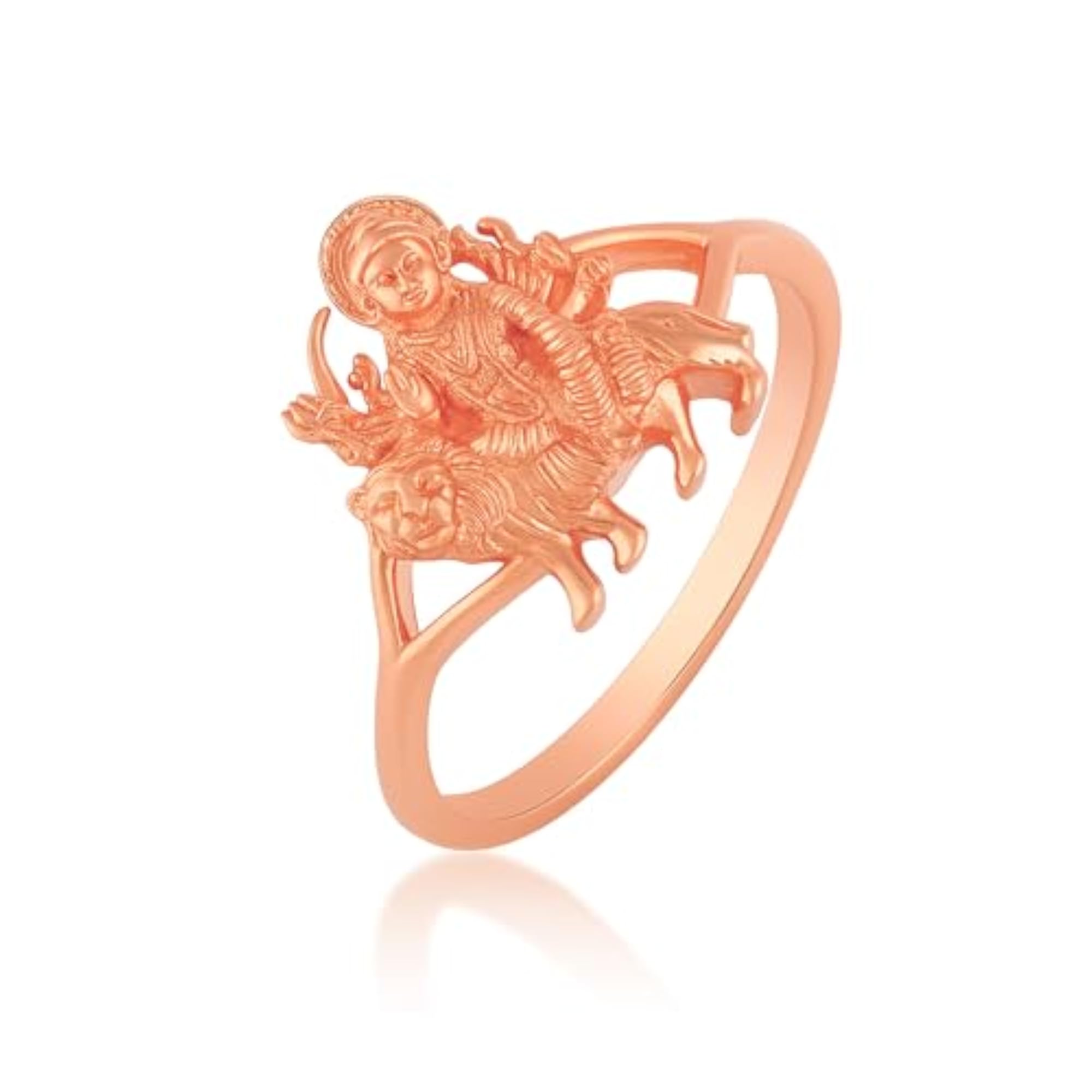 Brass Rose Gold Plated Hindu Goddess Durga Ring
