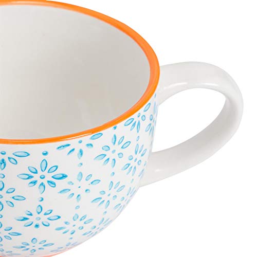 Nicola Spring Cappuccino Cups Set - 250ml - Pack of 6-3 Coloured Hand Printed Tea Cup Coffee Cappuccino Mugs Latte Drinking Mug Tea Saucer Plates for Breakfast, Lunch, Brunch - Image 5