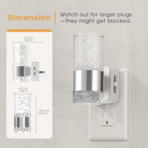 Image of Briignite Night Light, 2 Pack Dimmable Night Lights Plug into Wall