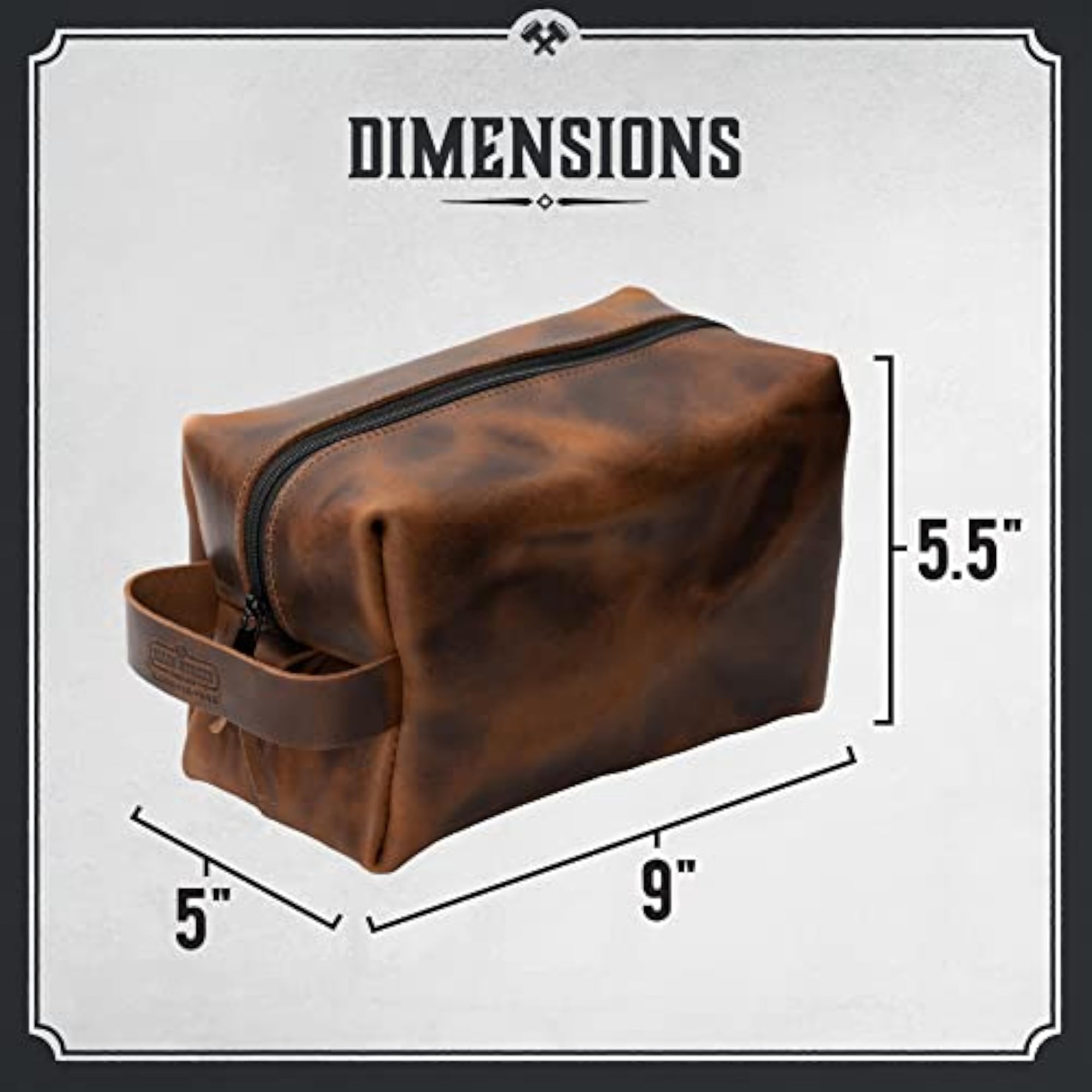 Premium Full Grain Leather Toiletry Bag, Made in USA