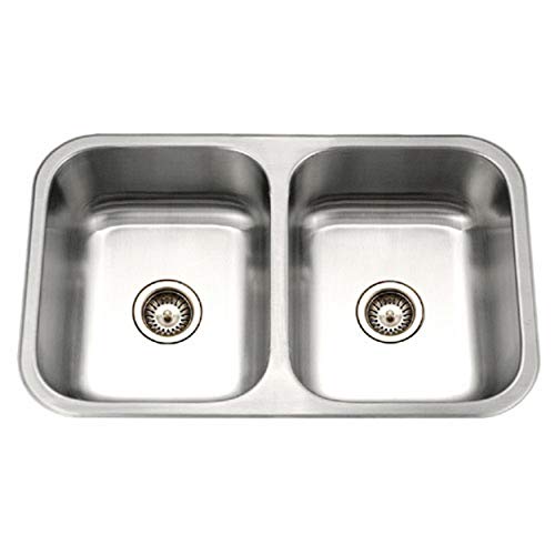 Houzer MGD-3120-1 Medallion Gourmet Series Undermount Stainless Steel 50/50 Double Bowl Kitchen Sink
