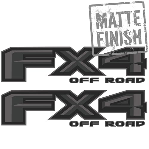 Image of GOLD HOOK FX4 Off Road Decals Compatible with Ford F-150 2015-2020 - Premium Series - Charcoal Matte Finish - Set of 2