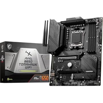 MSI Placa-mãe para jogos MAG B650 Tomahawk WiFi (processadores AMD Ryzen 9000/8000/7000, AM5, DDR5, PCIe 4.0, M.2, SATA 6Gb/s, USB 3.2 Gen 2, HDMI/DP, Wi-Fi 6E, Bluetooth 5.3, LAN 2.5Gbps, ATX)