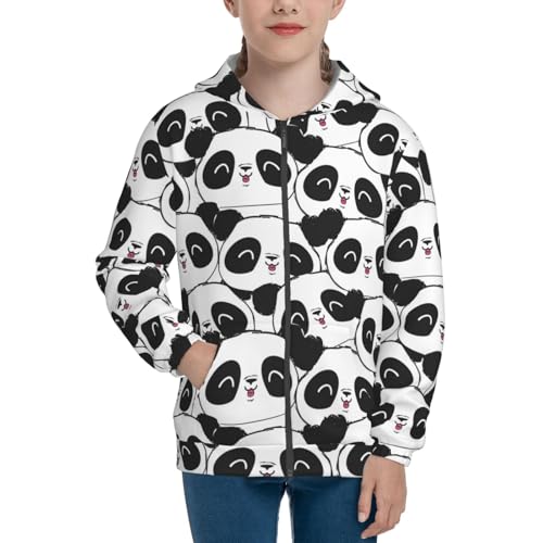 Panda Bear Kid Hoodies Boys Zip Up Sweatshirts Girls Pullover with Pocket3