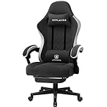 GTPLAYER Fabric Gaming Chair with Footrest, Ergonomic Computer Desk Chair with Pocket Spring Cushion Home Office High Back Support Lumbar Support Heavy Duty Wide