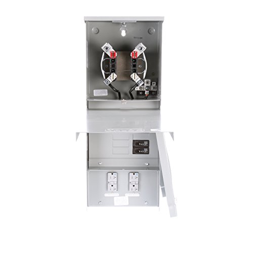 Siemens TL77RT Talon Temporary Power Outlet Panel by with Two 20a Duplex Receptacles Installed Includes a Top Fed, Ringless Type, Meter Socket Provision