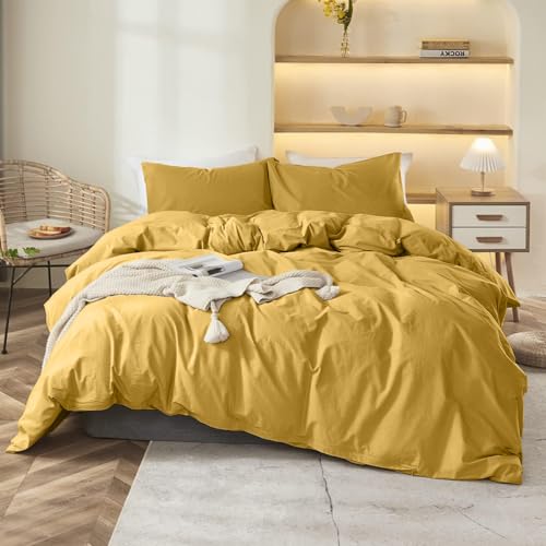 Covebett Bettwäsche 220x240 Gelb Gold Uni Einfarbig Renforce Microfaser...