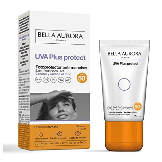 Bella Aurora - UVA Plus Protect, Protector Solar Facial Antimanchas SPF50+, Protección Solar Antimanchas para Cualquier Tipo de Piel