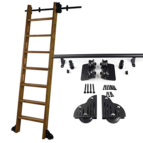 WL-ZZZ Rolling Ladder Hardware Volleset, Schieberschleibbibliothek Leiter Fußboden Roller Räder (Keine Leiter), 3,3 Fuß 20 Fuß Rundrohr Mobile Leiter, schwarz (Size : 600cm Gleisbausatz) Cover