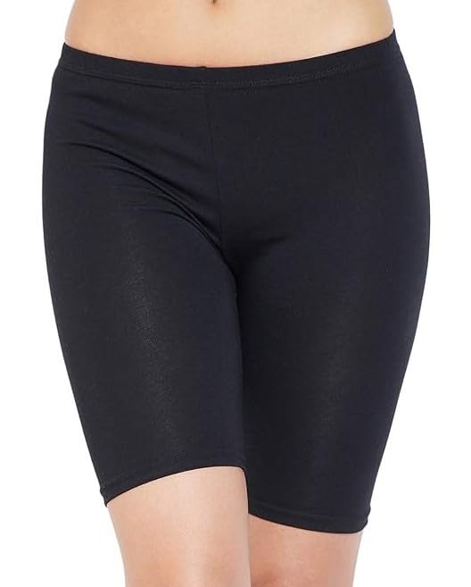 Women's Athletic Compression Shorts, Mid-Thigh Length, Black-image-47